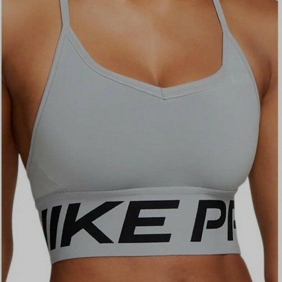 Nike Pro Spaghetti Strap Racerback Gray With Black Sports Bra Crop Tank Small - Picture 2 of 6